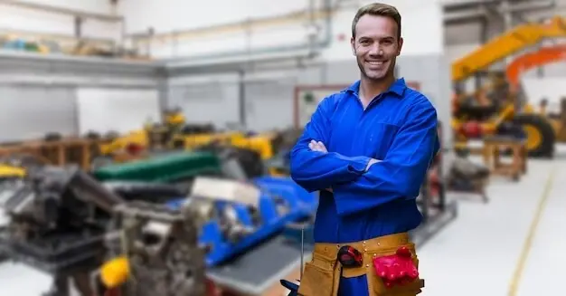 Tecnico industrial en mantenimiento, en una fabrica automotriz